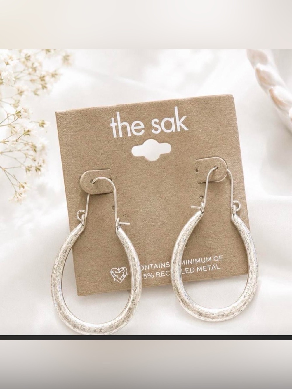 The Sak Silver Hammered Teardrop Hoop Earrings